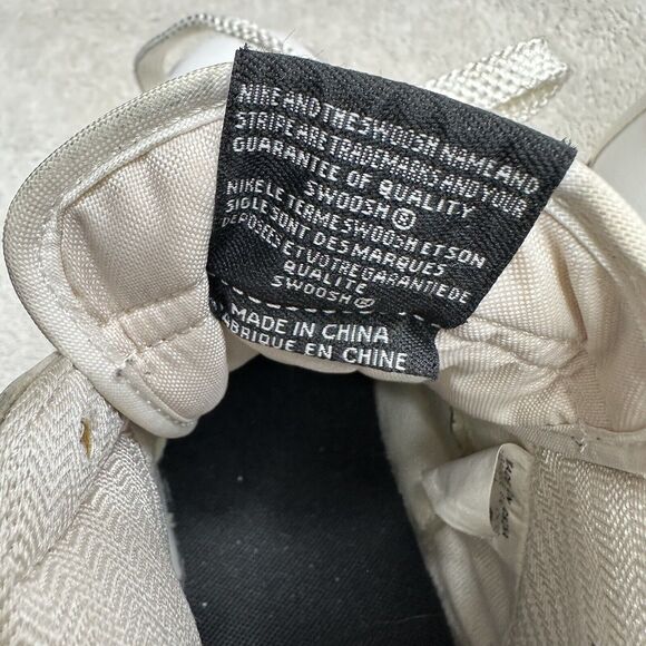 Nike Blaze Mens Sneaker MID TOP Triple White Leather Swoosh Size 11.5 - Picture 13 of 16